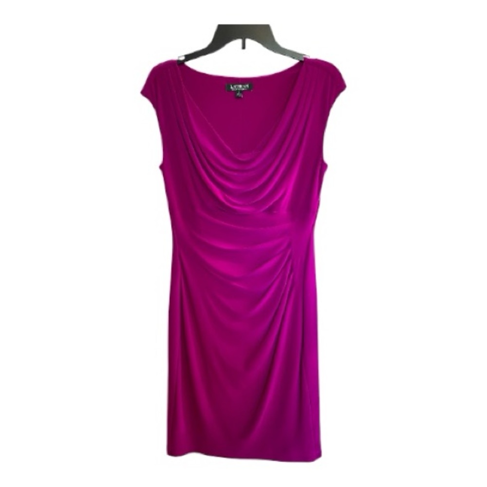 Ralph Lauren Fuchsia Draped Midi Dress